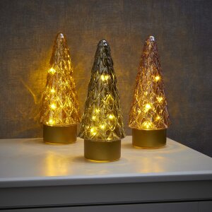 LED Winterglas Dekoration Tannenbaum in Grau mit Timerfunktion und Battierien - Tannenbaum Grau