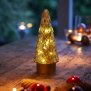 LED Winterglas Dekoration Tannenbaum in Champanger mit Timerfunktion und - Tannenbaum Champanger