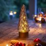 LED Winterglas Dekoration Tannenbaum in Rosé mit Timerfunktion und Battierien - Tannenbaum Rosé