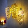 Northpoint LED Winterglas Dekoration Tannenzapfem in metallic-gold mit Timerfunktion und Battierien Echtglas 10 Mirco LEDs