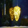 Northpoint LED Winterglas Dekoration Tannenzapfem in metallic-gold mit Timerfunktion und Battierien Echtglas 10Mirco LEDs