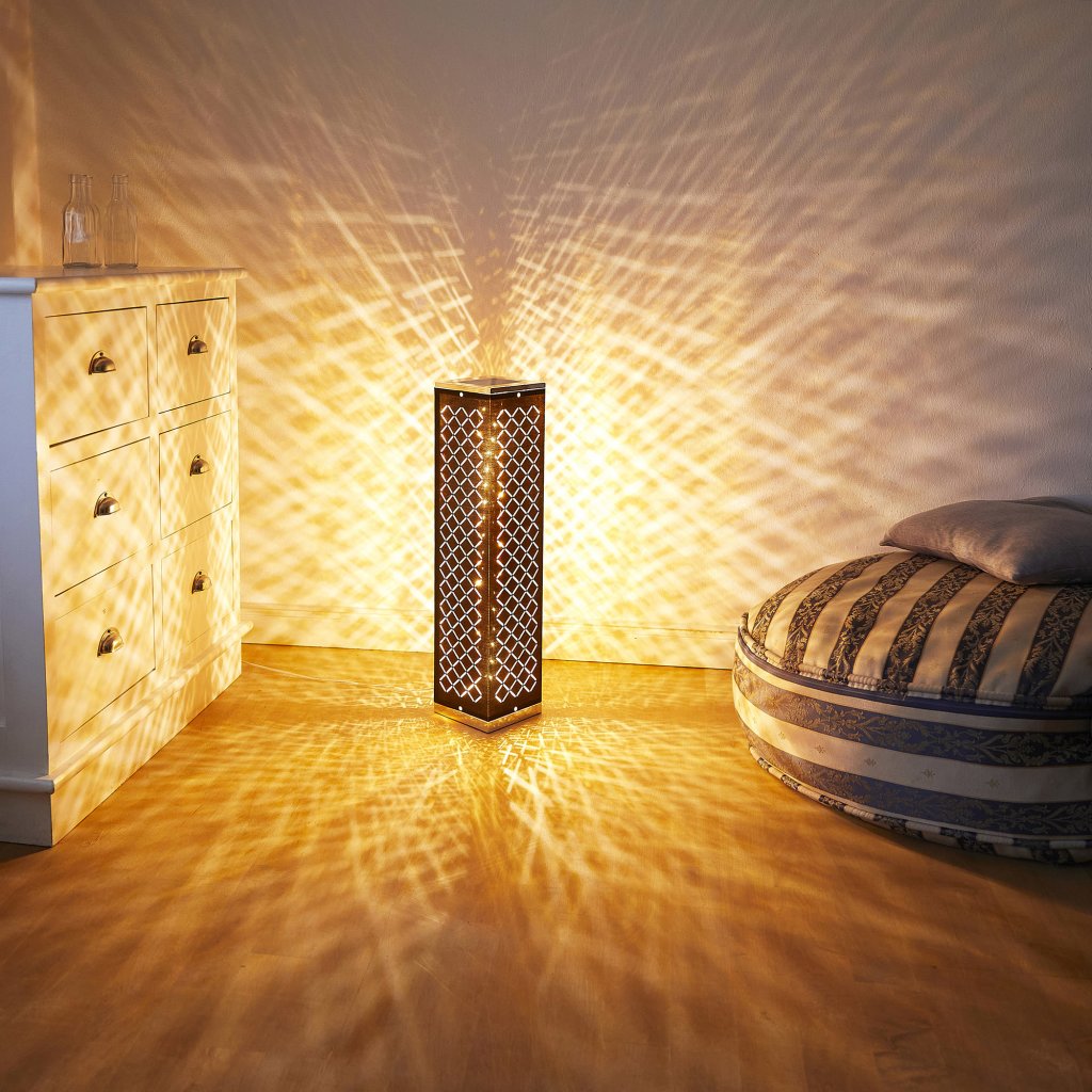 B-Ware LED Stehlampe und Oberfläche samtiger Textil mit Lichtsäule St