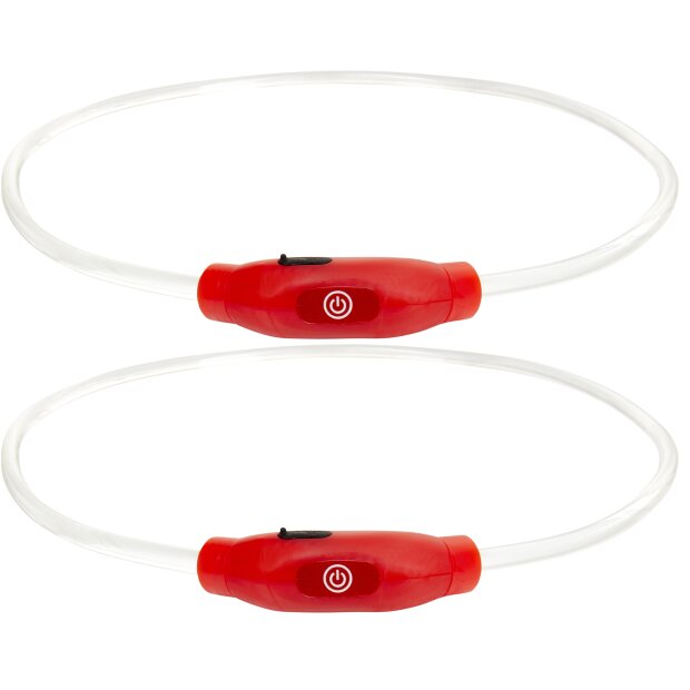 LED Leuchtband für Hunde in Rot mit integrietem Akku Betriebslaufzeit 3-6 Sunden mit - 2x Rot