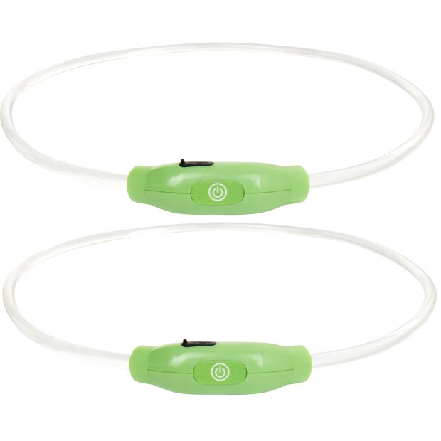LED Leuchtband für Hunde in Grün mit integrietem Akku Betriebslaufzeit 3-6 Sunden mit - 2x Grün