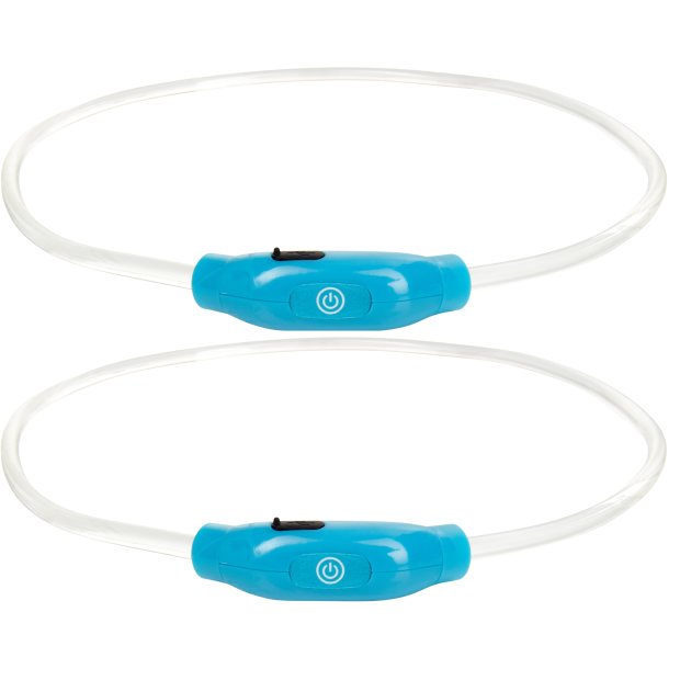 Northpoint LED Leuchtband für Hunde in Blau mit integrietem Akku Betriebslaufzeit 3-6 Sunden mit Blinkfunktion 2er-Pack