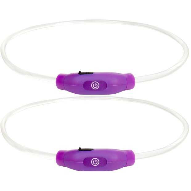 LED Hundehalsband Leuchtband für Hunde in Lila mit integrietem Akku Betriebslaufzeit 3-6 - 2x Lila
