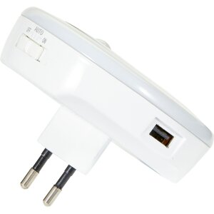LED Nachtlicht für die Steckdose Bewegungsmelder 2x seitlicher USB Ladeanschluss - 1 Stück