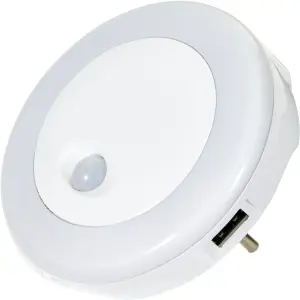 2x LED Nachtlicht für die Steckdose Bewegungsmelder 2x seitlicher USB Ladeanschluss - 2 Stück