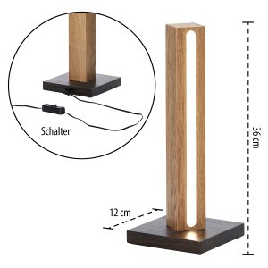 B-Ware LED Holz Stehlampe Stehleuchte Lichtsäule 36cm mit Netzkabel und Schalter