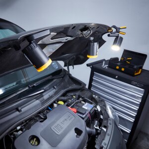 LED 3x KFZ Arbeitsleuchten Inspektionslampen mit integriertem 2000mAh Akku 3er-Set mit Ladekoffer 2
