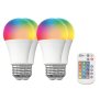 LED Glühbirne E27 RGB Warmweiß (2700K) mit Infrarot Fernbedienung 9W 800lm 4 Stück - 4 Stück