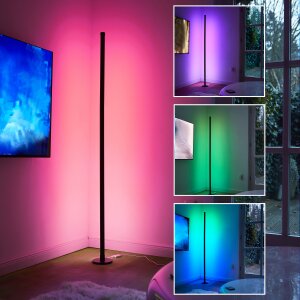 LED Stehlampe Ecklampe mit Fernbedienung integriertem Musiksensor RGB Farbeffekte Rund - Schwarz RGB