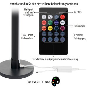 LED Stehlampe Ecklampe mit Fernbedienung integriertem Musiksensor RGB Farbeffekte Rund - Schwarz RGB