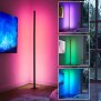 LED Stehlampe Ecklampe mit Fernbedienung integriertem Musiksensor RGB Farbeffekte Rund - Schwarz RGB