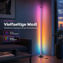LED Stehlampe Ecklampe mit Fernbedienung integriertem Musiksensor RGB Farbeffekte Rund - Schwarz RGB