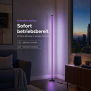 LED Stehlampe Ecklampe mit Fernbedienung integriertem Musiksensor RGB Farbeffekte Rund - Schwarz RGB
