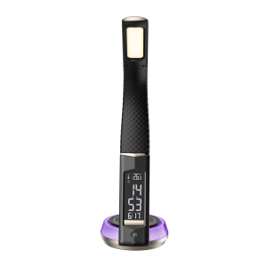 B-Ware LED Schreibtischlampe Tischlampe Wireless Charger Leder Optik mit drahtloser QI-Ladestation