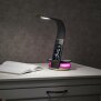 B-Ware LED Schreibtischlampe Tischlampe Wireless Charger Leder Optik mit drahtloser QI-Ladestation