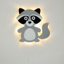 LED Kinderzimmer Nachtlicht Wandleuchte Wandlicht für Kinder Schlummerlicht aus Holz Batteriebetrieben Waschbär