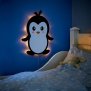 LED Kinderzimmer Nachtlicht Wandleuchte Wandlicht für Kinder Schlummerlicht aus Holz Batteriebetrieben Pinguin