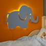 B-Ware LED Kinderzimmer Nachtlicht Wandleuchte Wandlicht für Kinder Schlummerlicht aus Holz Batteriebetrieben Elefant