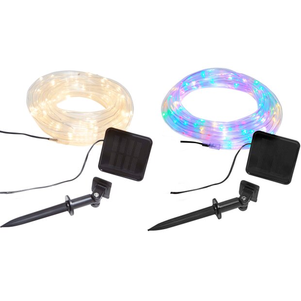 LED Lichterschlauch Solar LED-Kette mit Solar Panel100 LEDs ca. 7,5 m lang Dämmerungsfunktion IP44