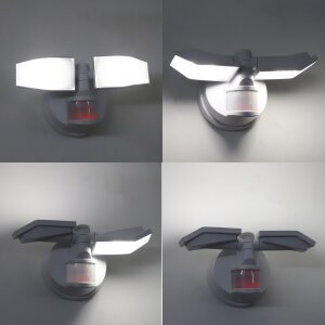 B-Ware LED Strahler 2 Fluter-Köpfe Bewegungsmelder Schwenkbar 400 Lumen Weiß