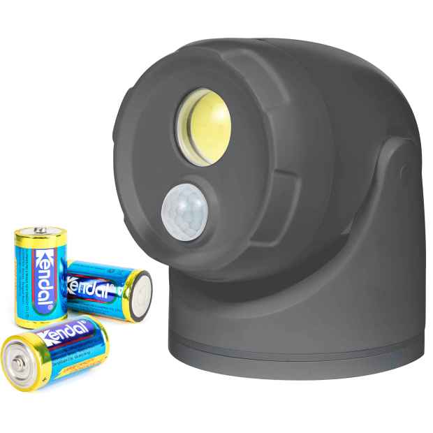 LED Batterie Spot Strahler Flutlicht mit Bewegungsmelder und Erdspieß 5000K neutralweiß 450 - Grau