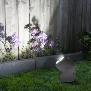 LED Batterie Spot Strahler Flutlicht mit Bewegungsmelder und Erdspieß 5000K neutralweiß 450 - Grau