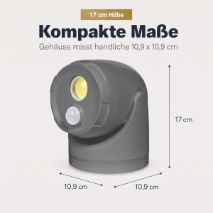 LED Batterie Spot Strahler Flutlicht mit Bewegungsmelder und Erdspieß 5000K neutralweiß - Grau