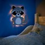 B-Ware LED Kinderzimmer Nachtlicht Wandleuchte Wandlicht für Kinder Schlummerlicht aus Holz Batteriebetrieben Waschbär