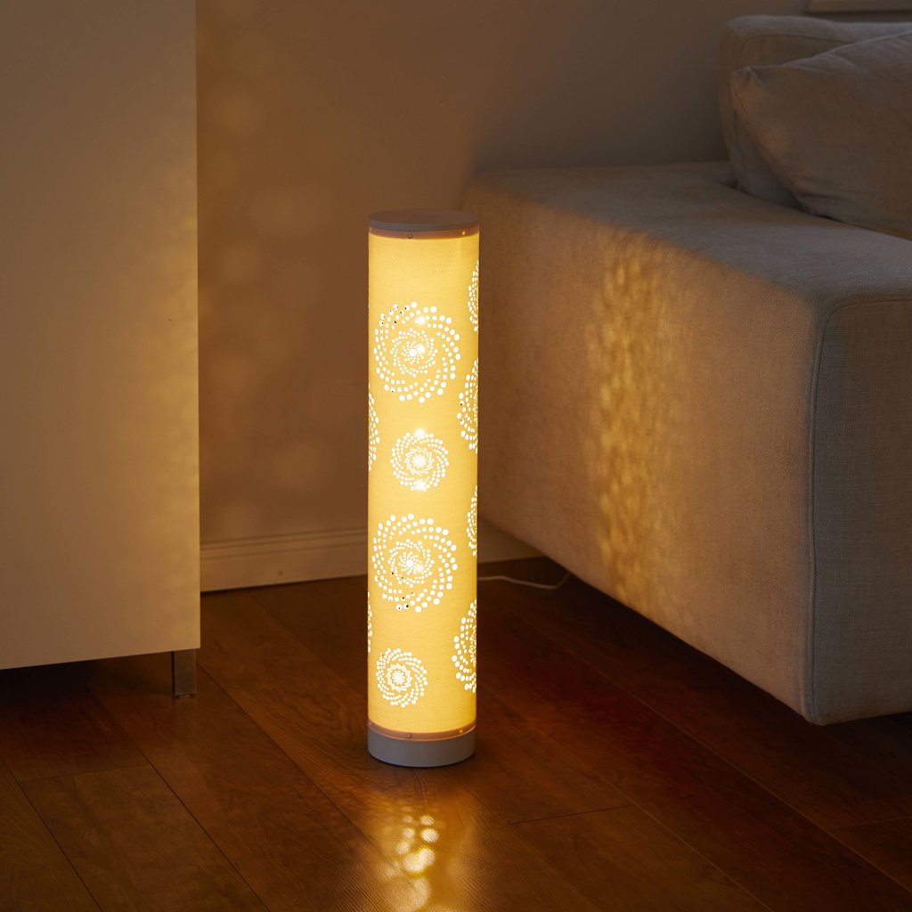 64cm B-Ware Warmweiß LED RGBW Lichtsäule Creme Farb Stehlampe Dimmbar