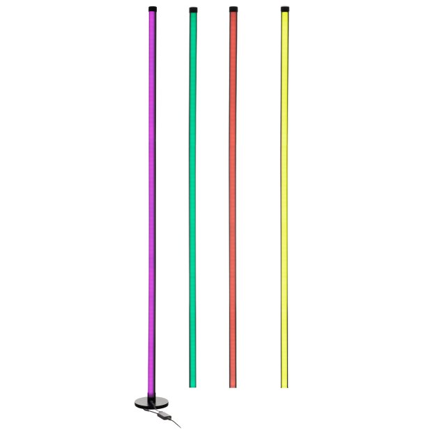 B-Ware Northpoint LED Stehlampe Ecklampe mit Fernbedienung integriertem Musiksensor RGB Farbeffekte Rund Schwarz