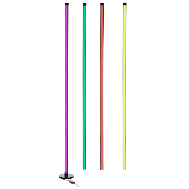 B-Ware Northpoint LED Stehlampe Ecklampe mit Fernbedienung integriertem Musiksensor RGB Farbeffekte Rund Schwarz