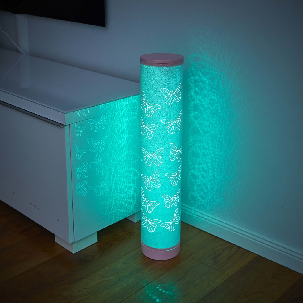 B-Ware LED Lichtsäule Stehlampe 64cm Warmweiß Farbw Dimmbar RGBW Rosa