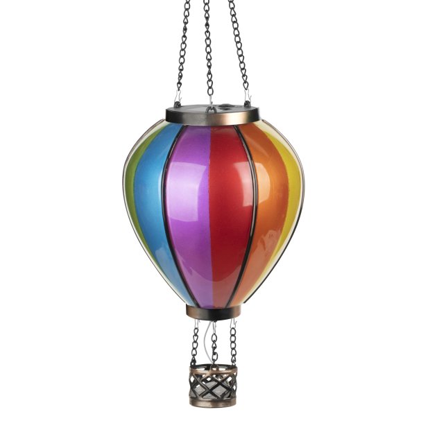 Northpoint LED Solar Laterne Heißluftballon Windlicht Metall-Gestell Kunststoff Außenbereich Dekoration Garten Solarpanel Regenbogen