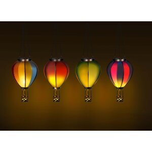 LED Solar Laterne Heißluftballon Windlicht Metall-Gestell Kunststoff Außenbereich - Regenbogen
