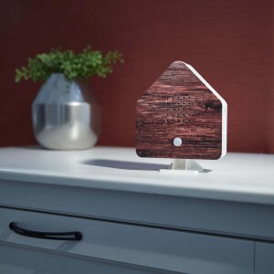 Naturgeräuschebox Vogel Gesang Vogelzwitscher Box Bewegungsmelder - Nussbaumholz / Haus