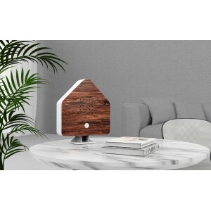 Naturgeräuschebox Vogel Gesang Vogelzwitscher Box Bewegungsmelder - Nussbaumholz / Haus