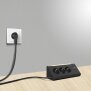 3-Fach Ecksteckdosenleiste mit Nachtlicht mit Dämmerungssensor USB und USB-C Ausgänge - Schwarz