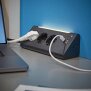 3-Fach Ecksteckdosenleiste mit Nachtlicht mit Dämmerungssensor USB und USB-C Ausgänge - Schwarz