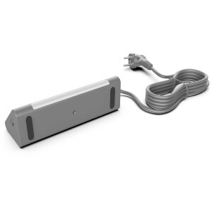 3-Fach Ecksteckdosenleiste mit Nachtlicht mit Dämmerungssensor USB und USB-C Ausgänge 140cm - Grau