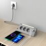 3-Fach Ecksteckdosenleiste mit Nachtlicht mit Dämmerungssensor USB und USB-C Ausgänge 140cm - Grau