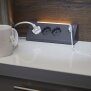 3-Fach Ecksteckdosenleiste mit Nachtlicht mit Dämmerungssensor USB und USB-C Ausgänge 140cm - Grau