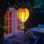 B-Ware Northpoint LED Solar Laterne Heißluftballon Windlicht Metall-Gestell aus buntem Regenbogen Echtglas Außenbereich Dekoration Garten Solarpanel