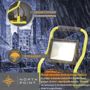 LED Baustrahler Arbeitsstrahler 30W 4000K Tageslichtweiß mit Bluetooth Lautsprecher IP44