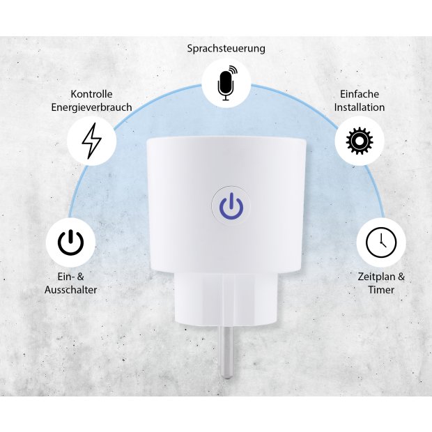 Northpoint Smarte WLAN WIFI Steckdose Plug mit Energieverbrauchsmesssung Alexa Sprachsteuerung kompatibel Stromverbrauchsmessung integrierte Zeitschaltuhr TUYA 1 Stück