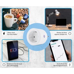 Smarte WLAN WIFI Steckdose Plug mit Energieverbrauchsmesssung Alexa Sprachsteuerung - 4 Stück