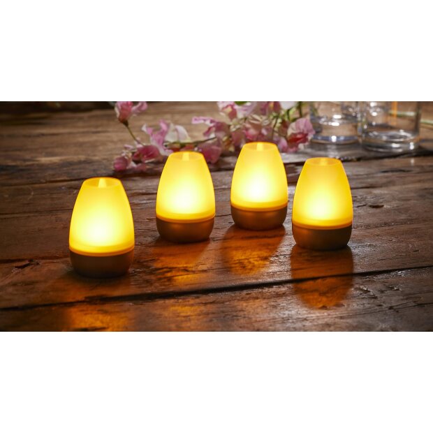 LED Akku Lounge Lichter 4er-Set mit Touchsensor Kabellos für Innen und Außen RGBW - Silber Matt