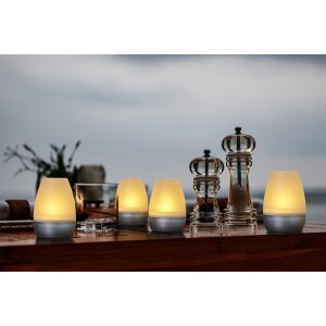 LED Akku Lounge Lichter 4er-Set mit Touchsensor Kabellos für Innen und Außen RGBW - Silber Matt